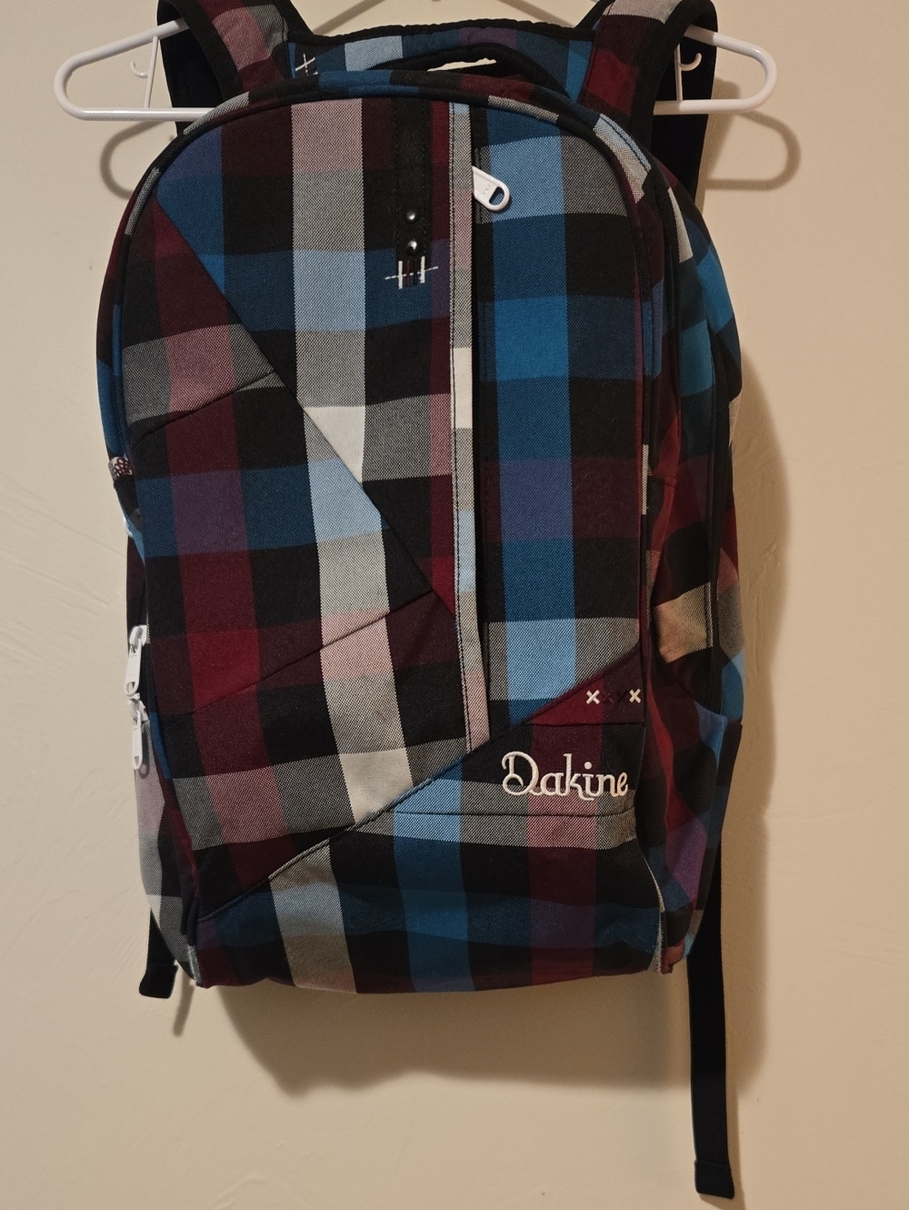 Dakine Blue, Burgundy & Black Plaid Backpack